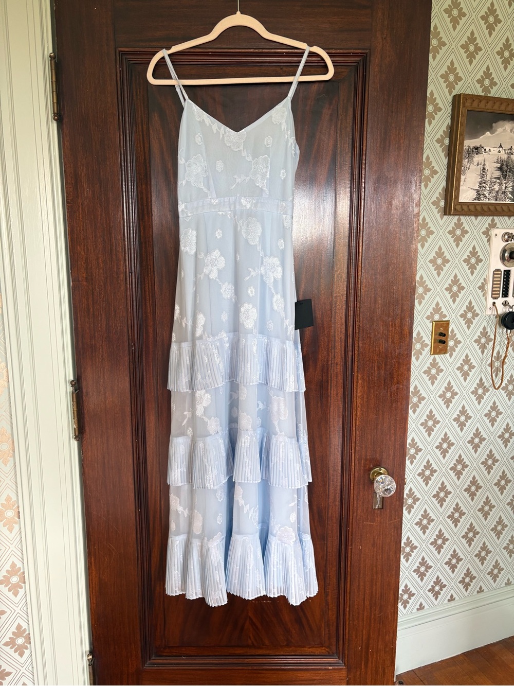 Lulu's Soft Blue Floral Tiered Maxi Dress - Picture 2 of 6